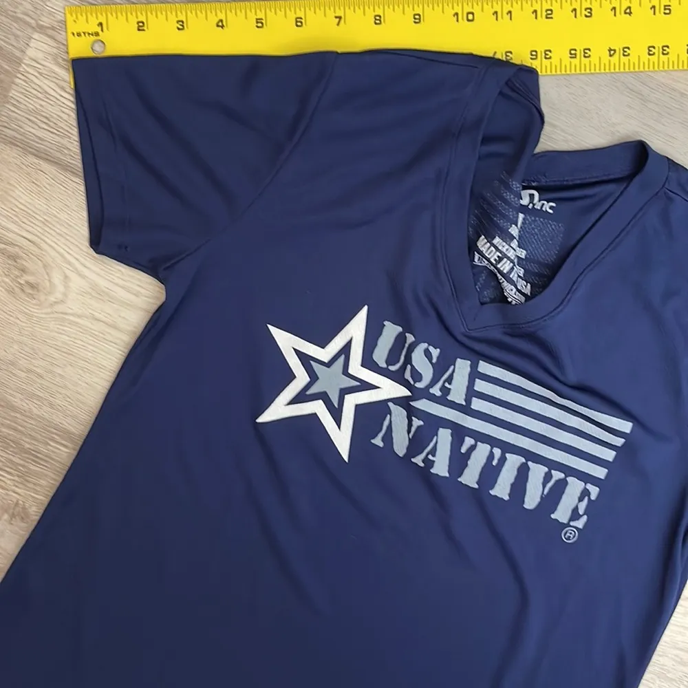 Whitnick Inc Navy Blue with Gray Lettering USA Native Graphic T - Image 10