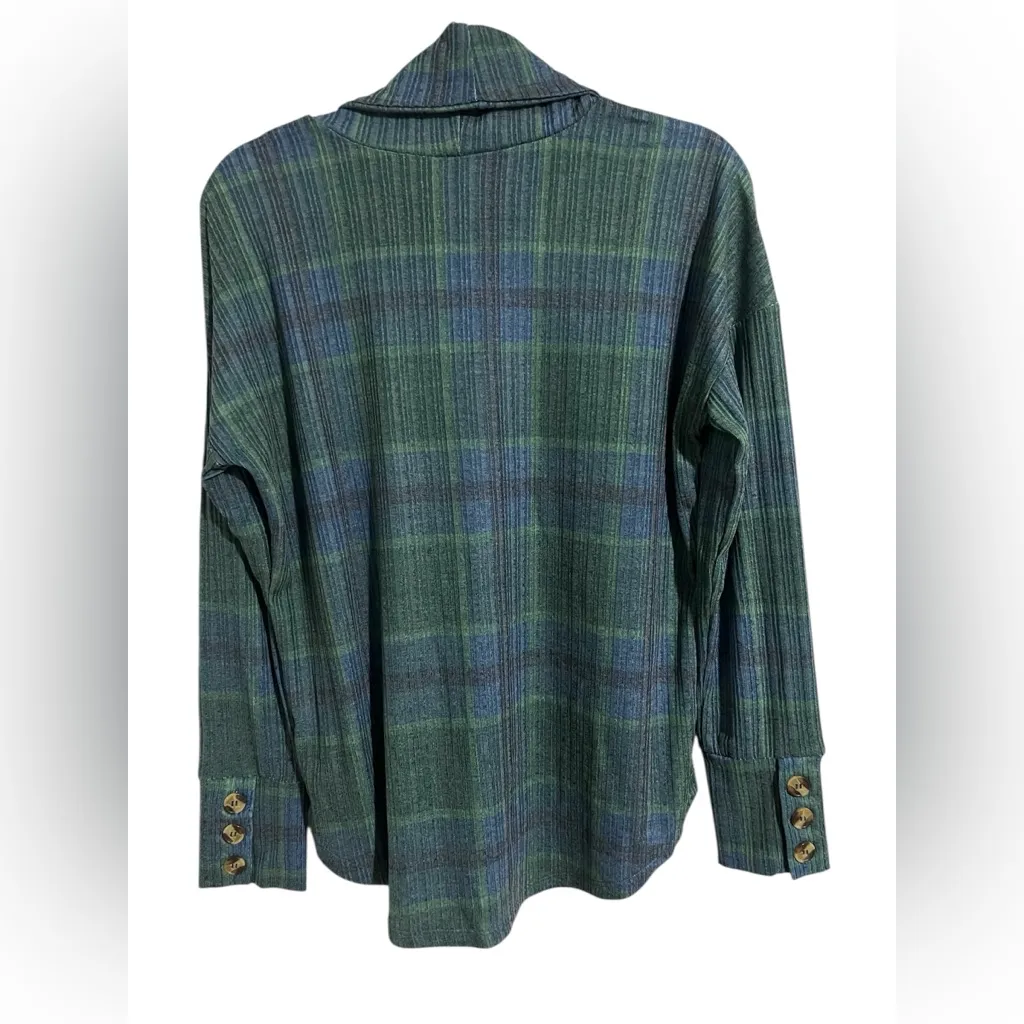 LulaRoe Plaid Green and Blue long sleeve tee - Image 2