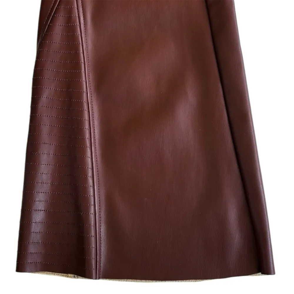 NWOT Peace Love World Faux Leather Flare Pants Brown Size 18 Petite - Image 9