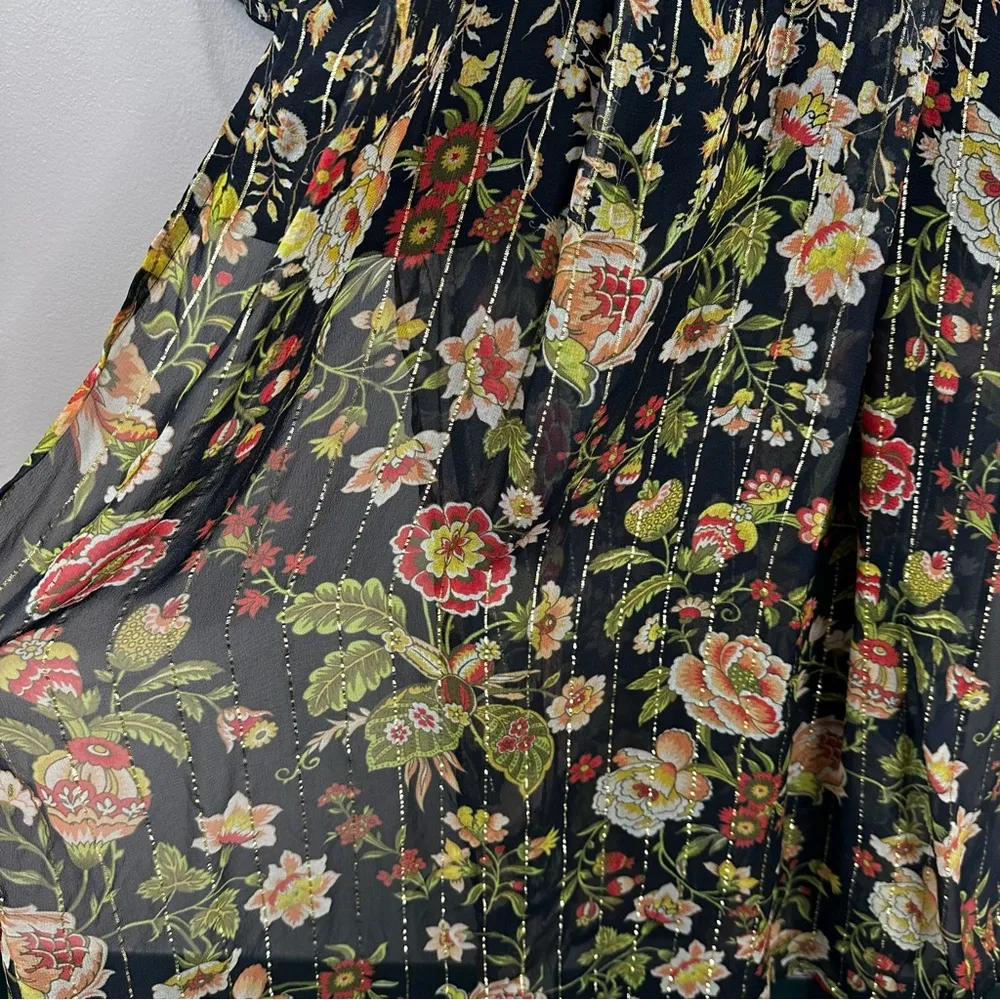 NEW Rococo Sand Hana Kaftan Dress Womens M Floral Printed Flowy Boho Maxi Black Size M - Image 5