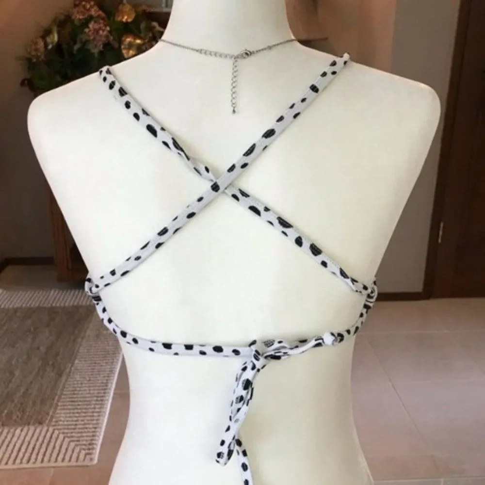 Ama bikini Triangle Bikini Top Spotted White Black small - Image 3