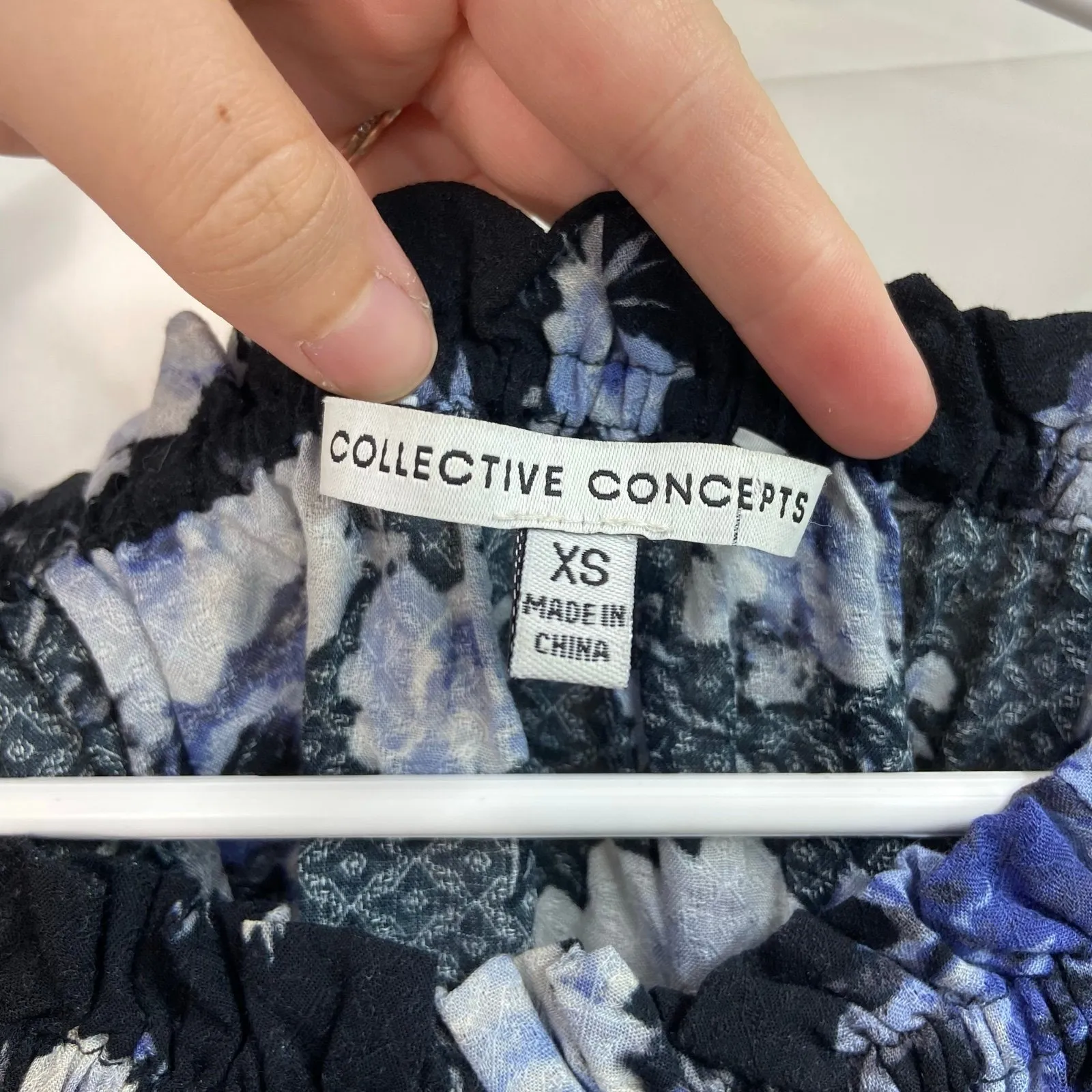 Collective Concepts women's black floral 3/4 sleeve ruffle off shoulder blouse - Image 4