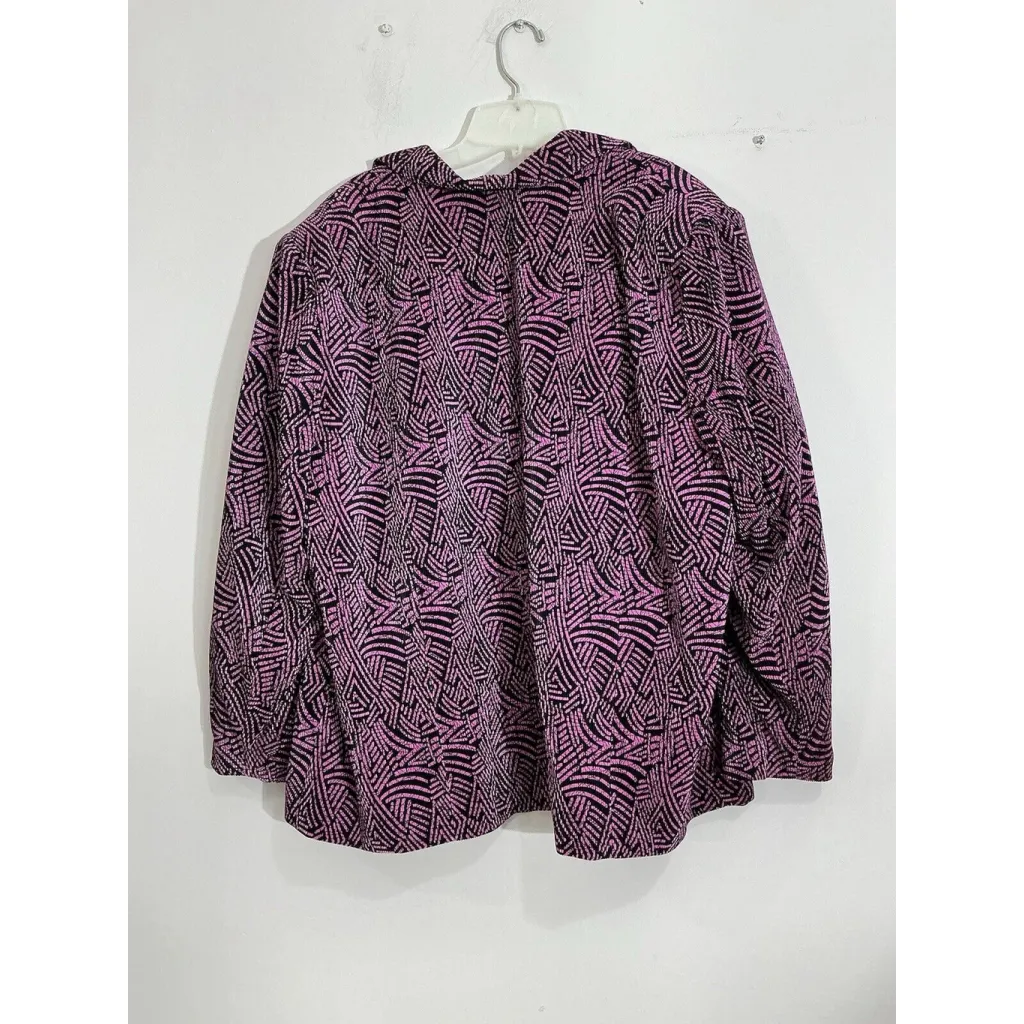 Womans Maggie Barnes Pink Black Textured Lined Long Sleeve Zip Up Jacket 2x - Image 2