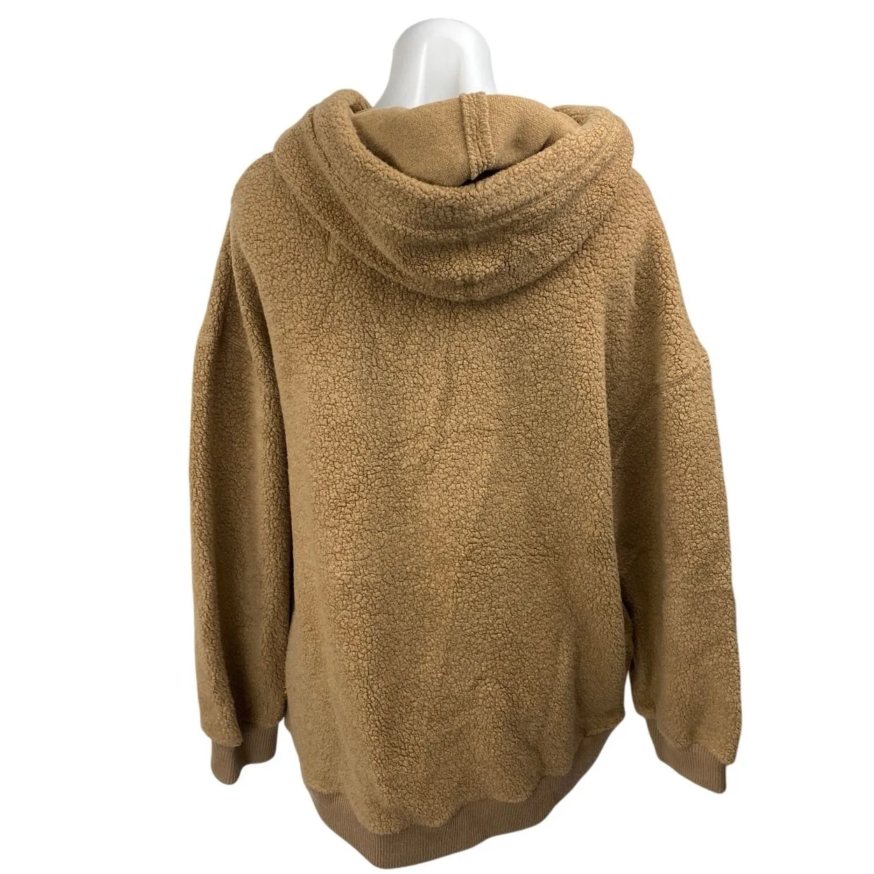 Aritzia The Group Babaton Lillian Wool Brown Faux Sherpa Hoodie Sweater Top M - Image 3