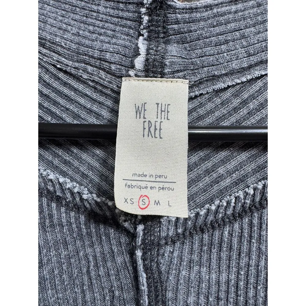 We The Free Gray Ribbed Surplice Long‎ Sleeve Oversized Top Size S - Image 3