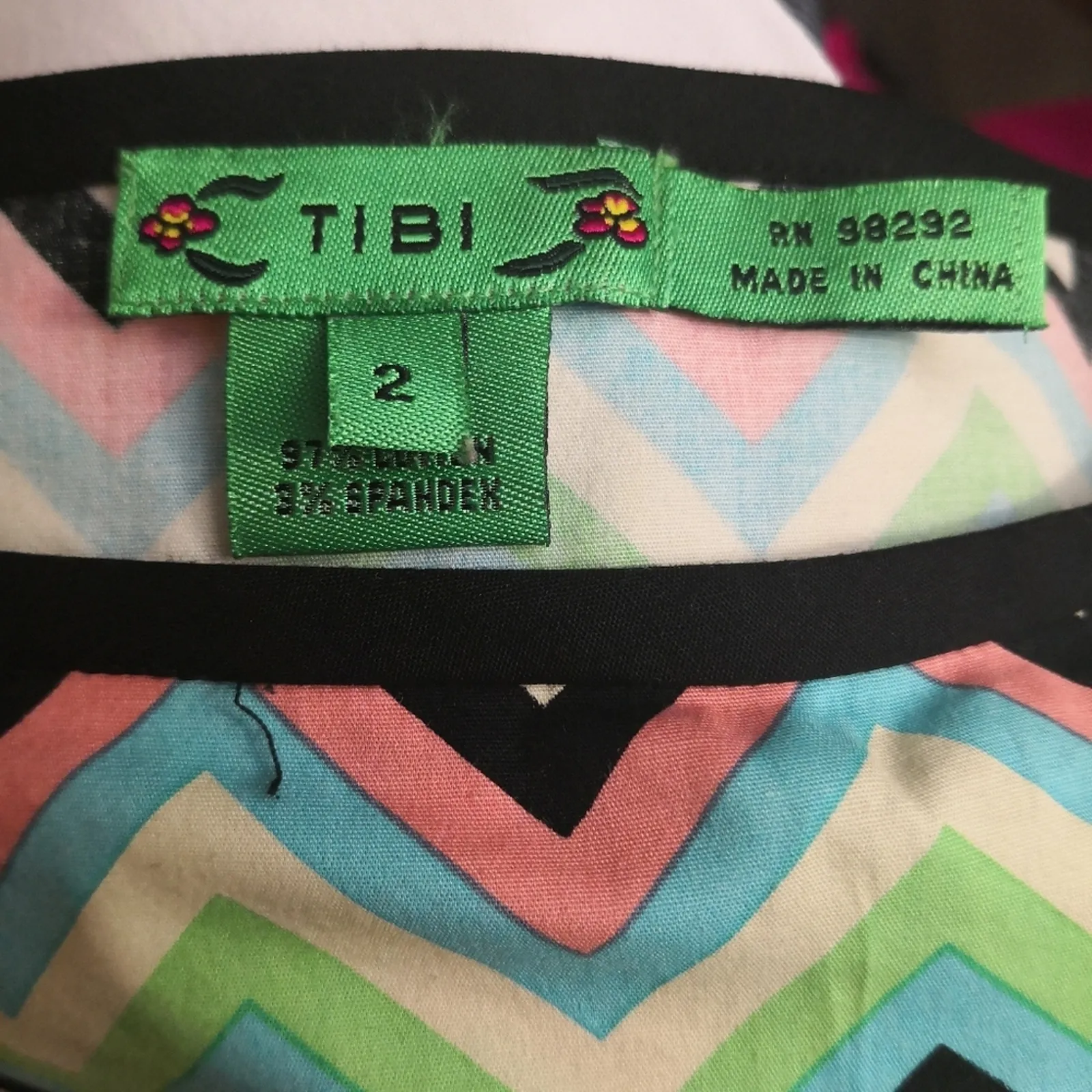 TIBI Multicolor Chevron Print A-Line Mini Skirt 2 Rainbowcore Dopamine Coconut - Image 5