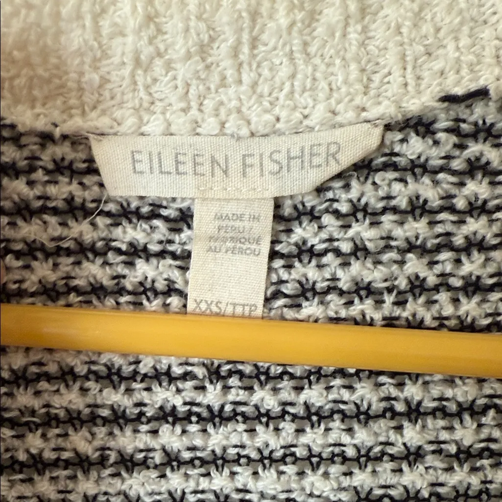 Eileen Fisher Black and White Striped Cardigan 100% Organic Cotton - Image 2