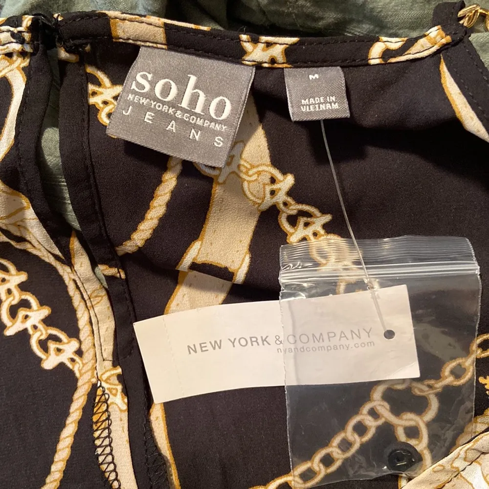 Soho by NY&Co Gold Chain Scarf Tank Top Black Size M - Image 7