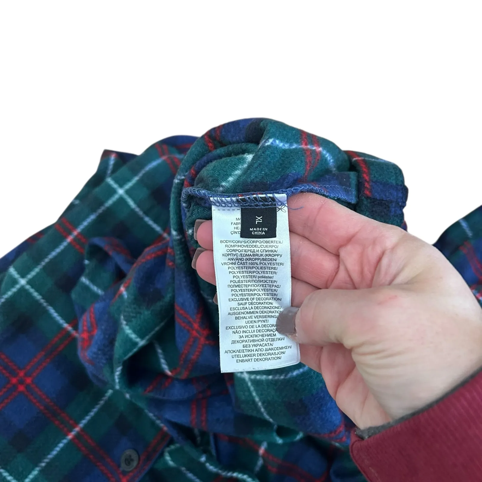 Lauren Ralph Lauren Green Plaid Fleece Pajama Set Sz XL - Image 6