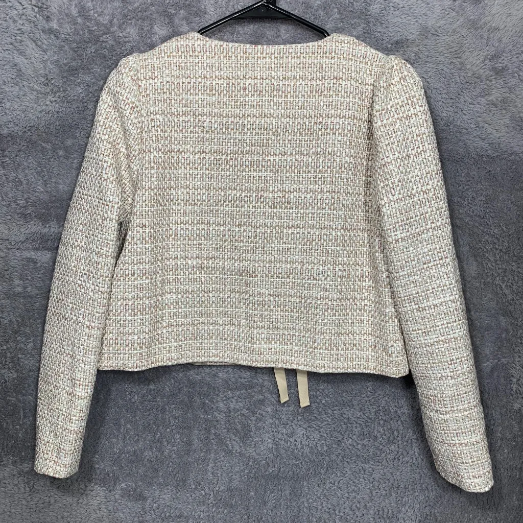 AND BY L Tweed Tie Front Jacket Blazer Beige Multicolor Made in Korea Women’s Si Size M - Image 6