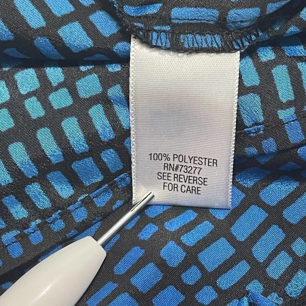 Croft & Barrow Lace Up Snake Animal Print Long‎ Sleeve Pockets Blouse Blue XL - Image 7