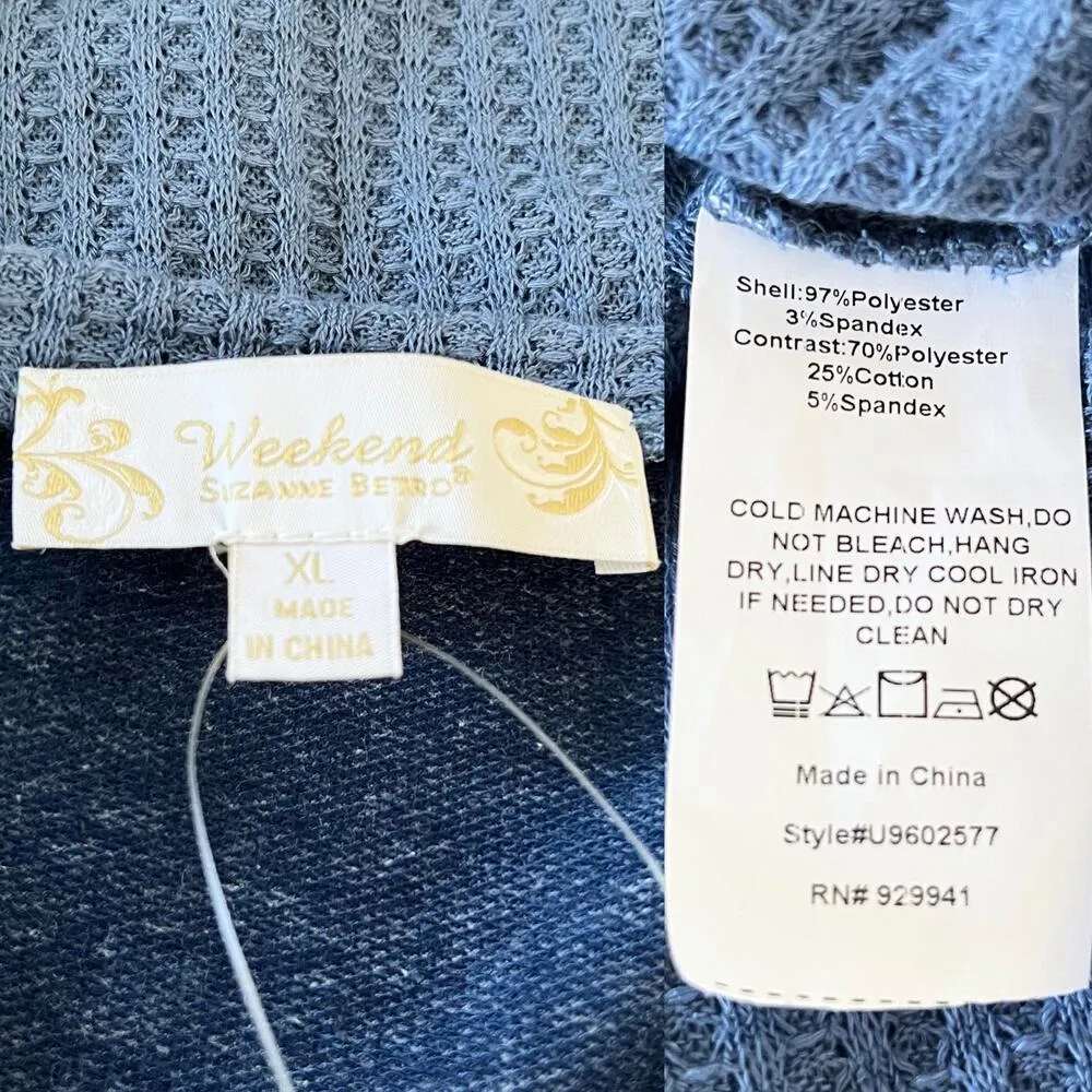 Weekend Suzanne Betro Top Blue Waffle XL New - Image 6