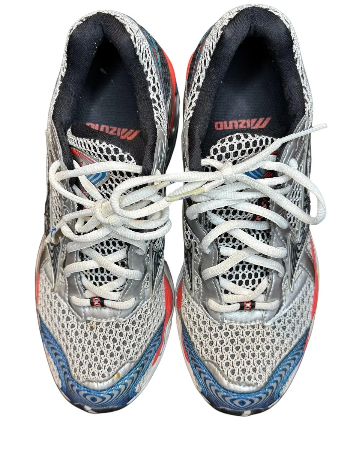 Mizuno Wave Creation 15 Running Shoes Womens 7.5 Silver Blue Red Mesh Athletic - Image 1
