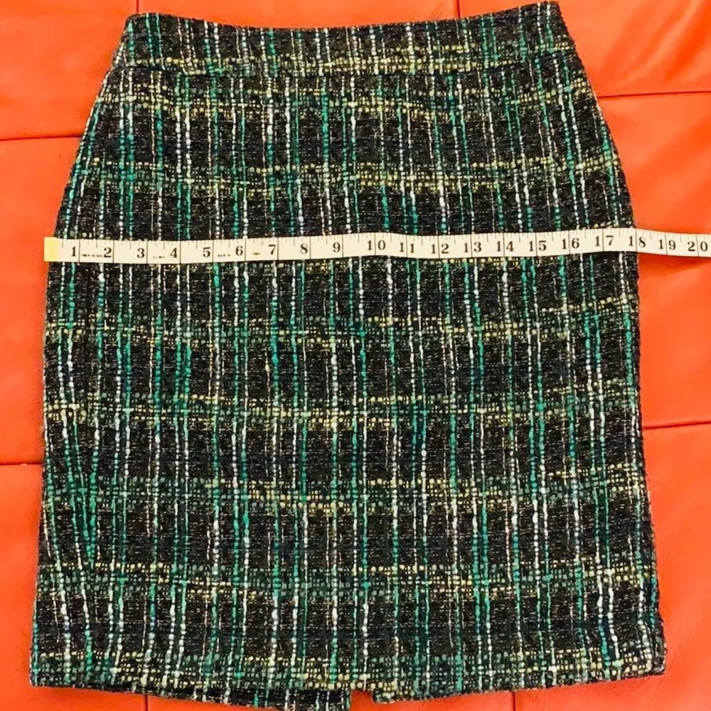 Ann Taylor Petite black/teal/metallic tweed skirt. - Image 7