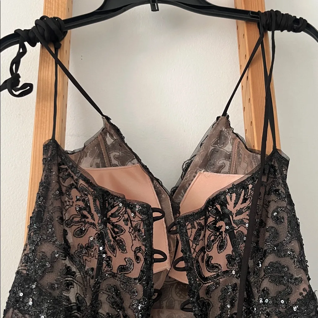 Maxi Feathered Prom Dress (size 16) Black - Image 6