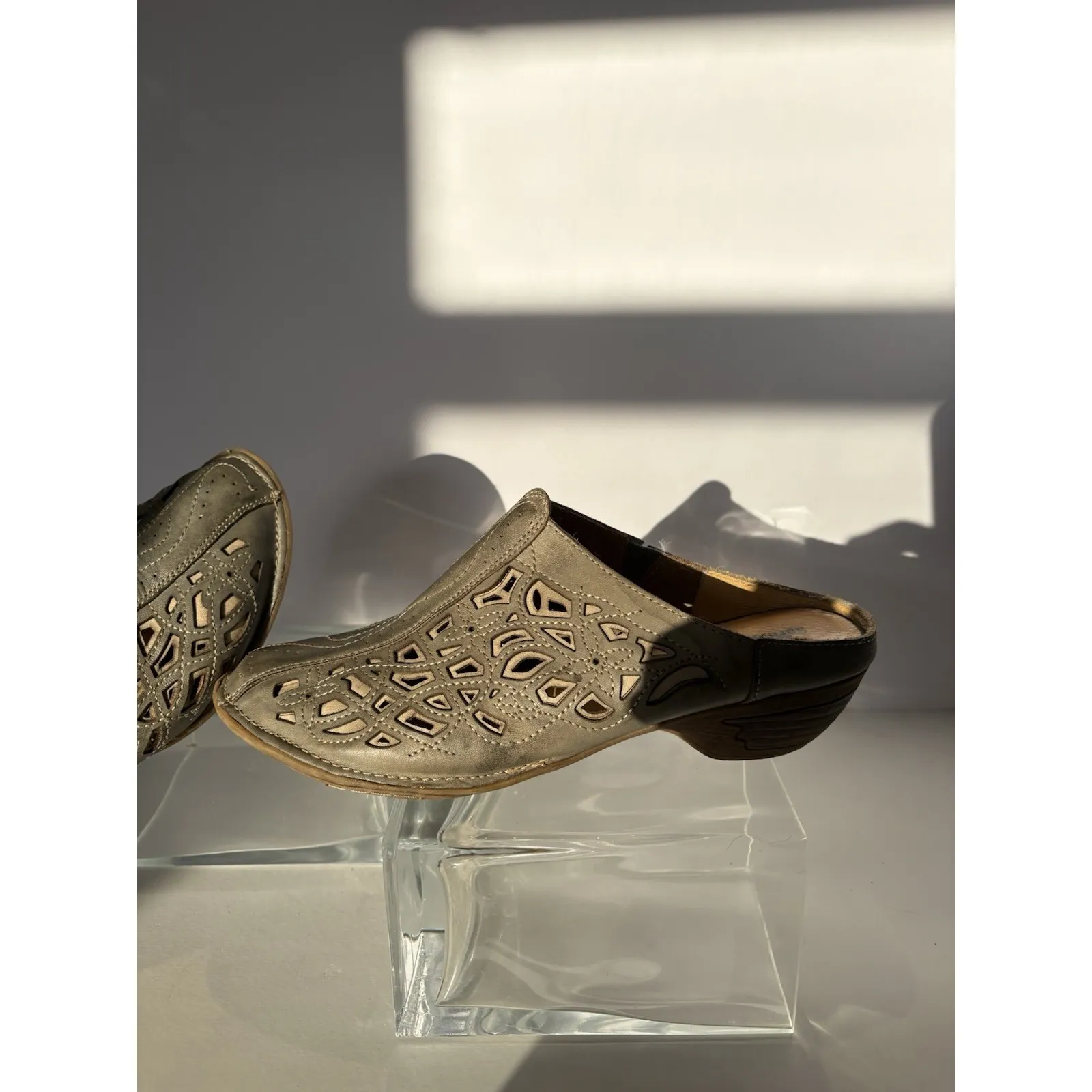 Spring Step Shoes Sandals Wedges Slides Women Size 39 US 8 Green Leather - Image 4