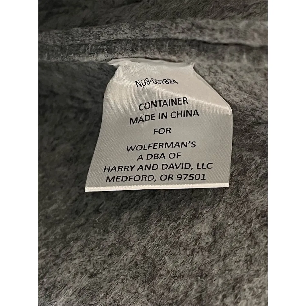 Wolferman’s By Harry & David Felt Tote Bag Gray Faux Leather Straps Braided NEW - Image 5