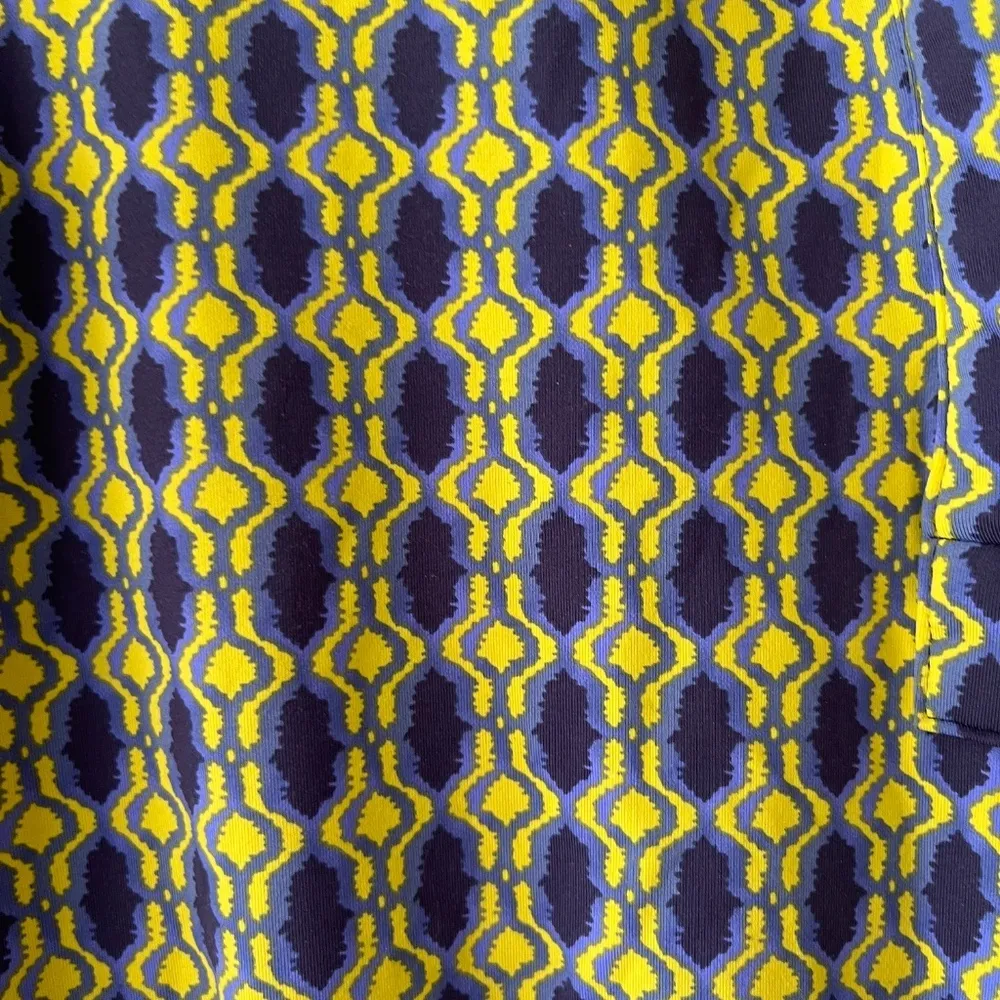 Ellie Kai Sz S Purple Yellow V Neck Midi Dress Geo Print Soft Stretch A Line‎ - Image 4