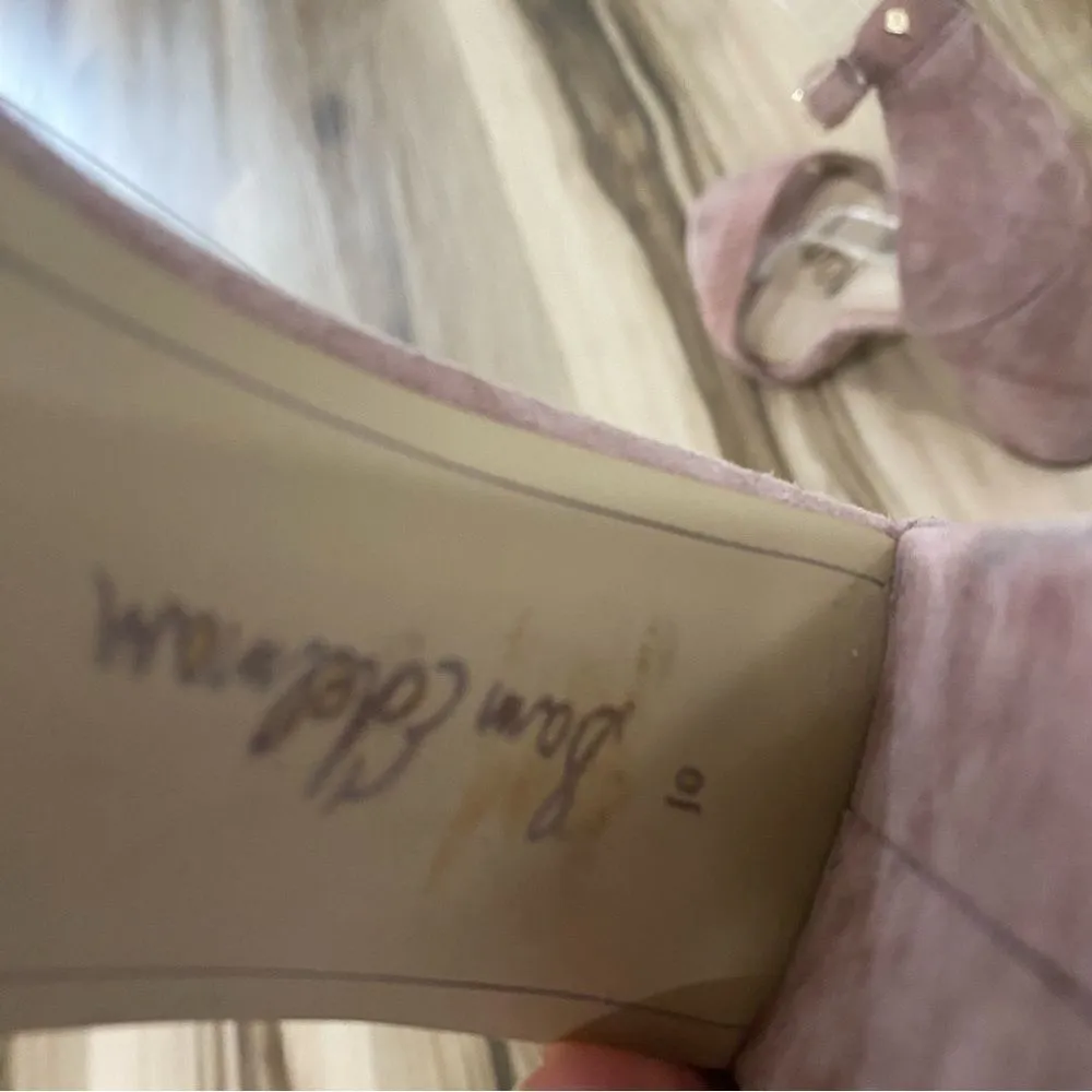 Sam Edelman Yaro Women Suede Open Toe Heel Sandals Pink Ankle Strap Buckle 10M - Image 5