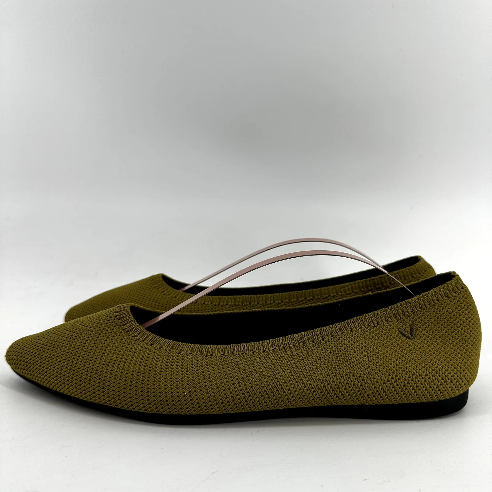 Vivaia Aria 5 Ballet Flats Pointed Toe Knit Herbal Insole Slip On Green 8 - Image 4