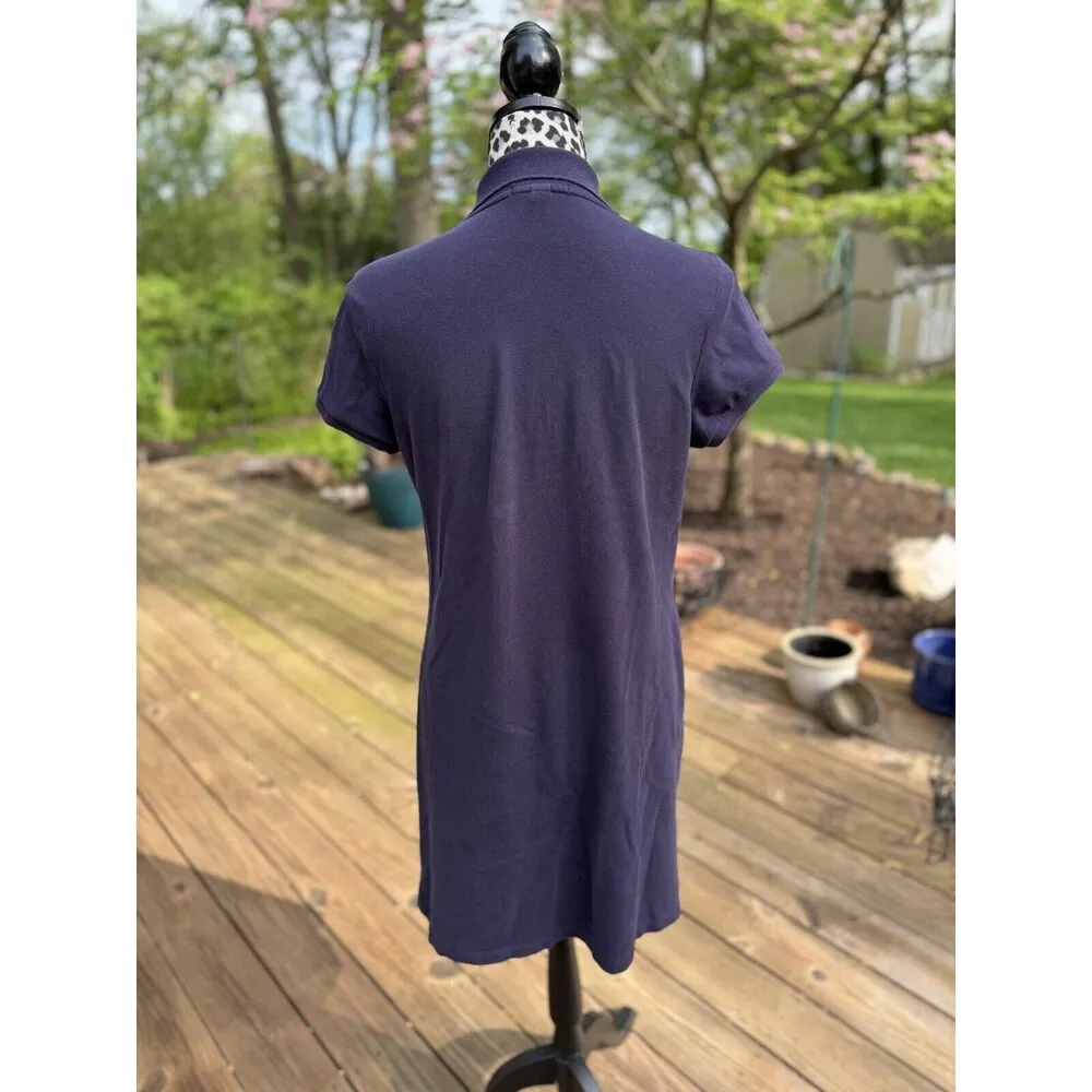 Lands End Women's Petite Medium (10-12)  Pique Polo Dress, Blue  Cotton - Image 2