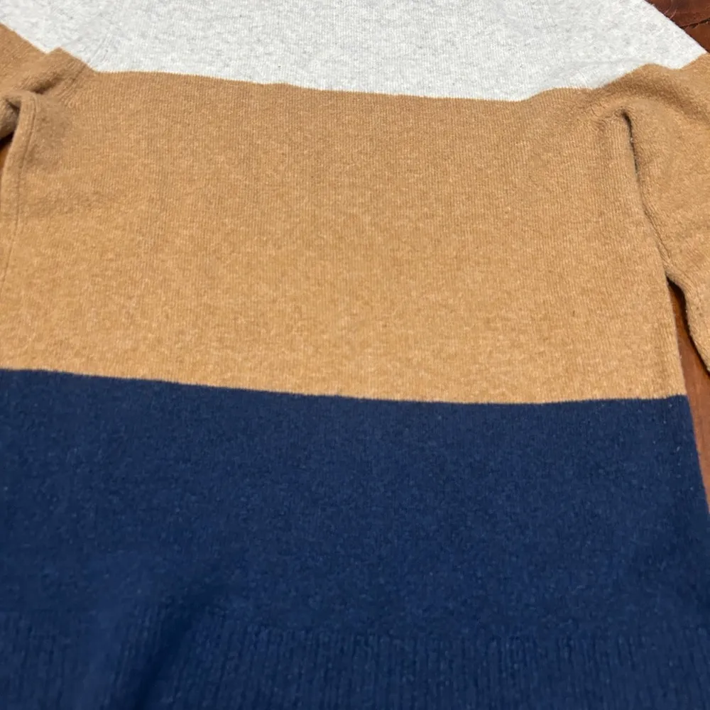 J.Crew Tan Navy and White Striped Color Block Small Women’s Crewneck Sweater - Image 6