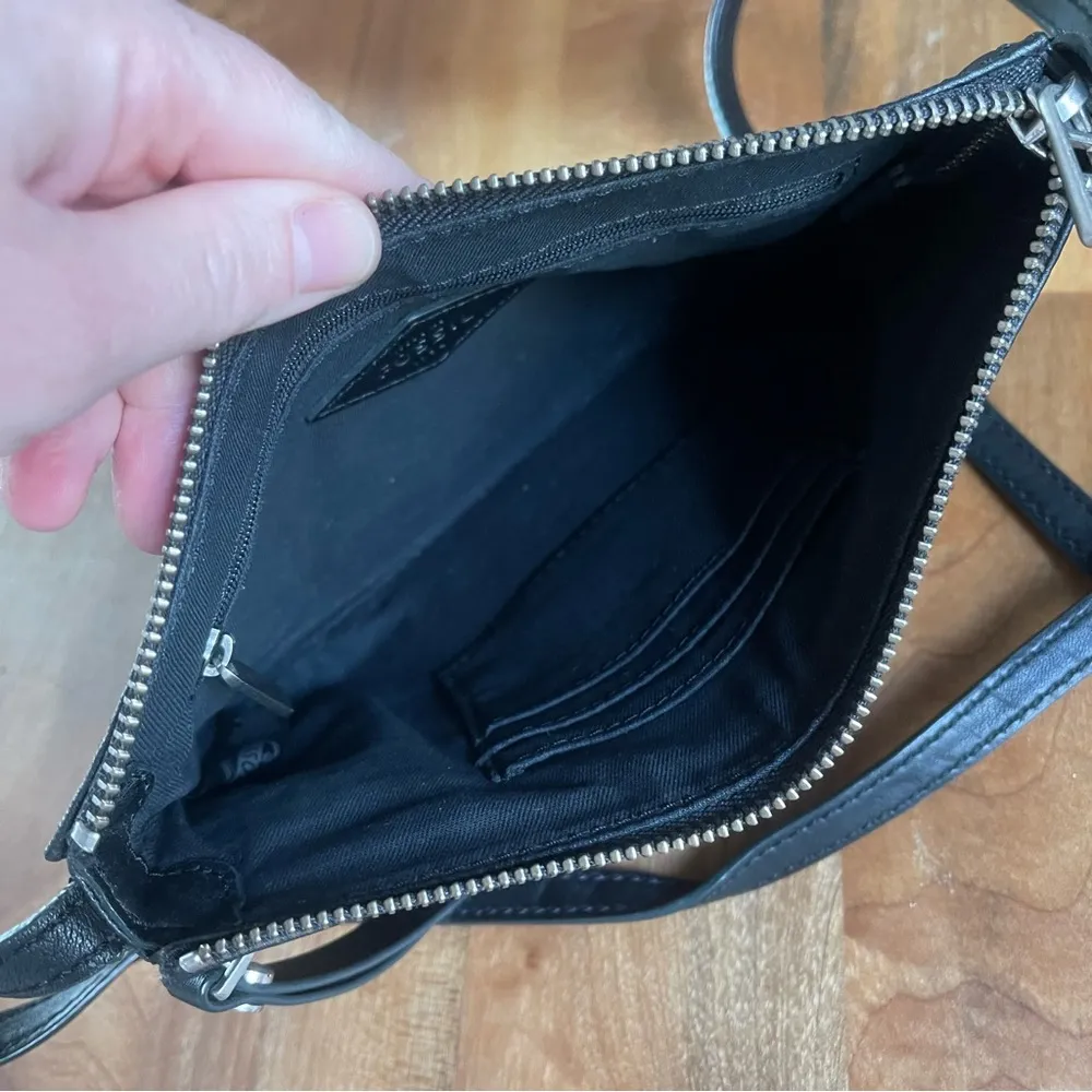 Vintage Y2K  Small Black Canvas Leather Crossbody Purse Geometric Key-Per - Image 6