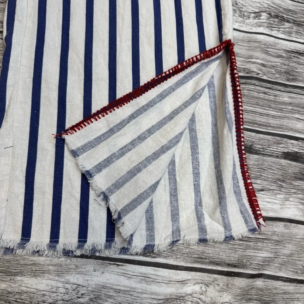 Indigo Rein Women's Wide Leg Crop Beach Pants Stripe White Blue Red M Med Medium - Image 7