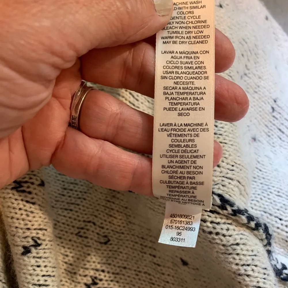 Chicos Size 1 7/8 Open Cardigan Sweater Royal Blue/White Lace Look Textured L/S - Image 7