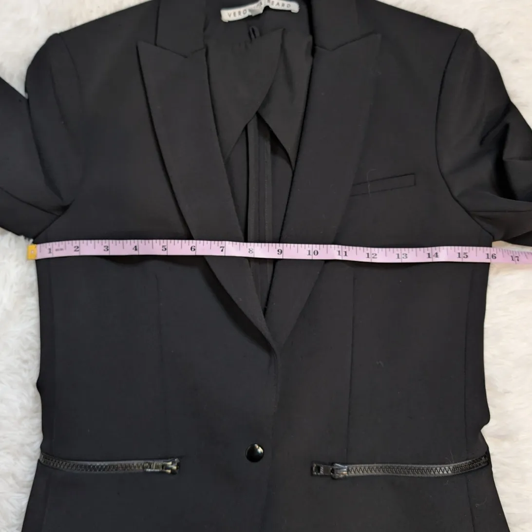 Veronica Beard Black Tailored Blazer Dickey Compatible Size 0 Zip Pocket Jacket - Image 7