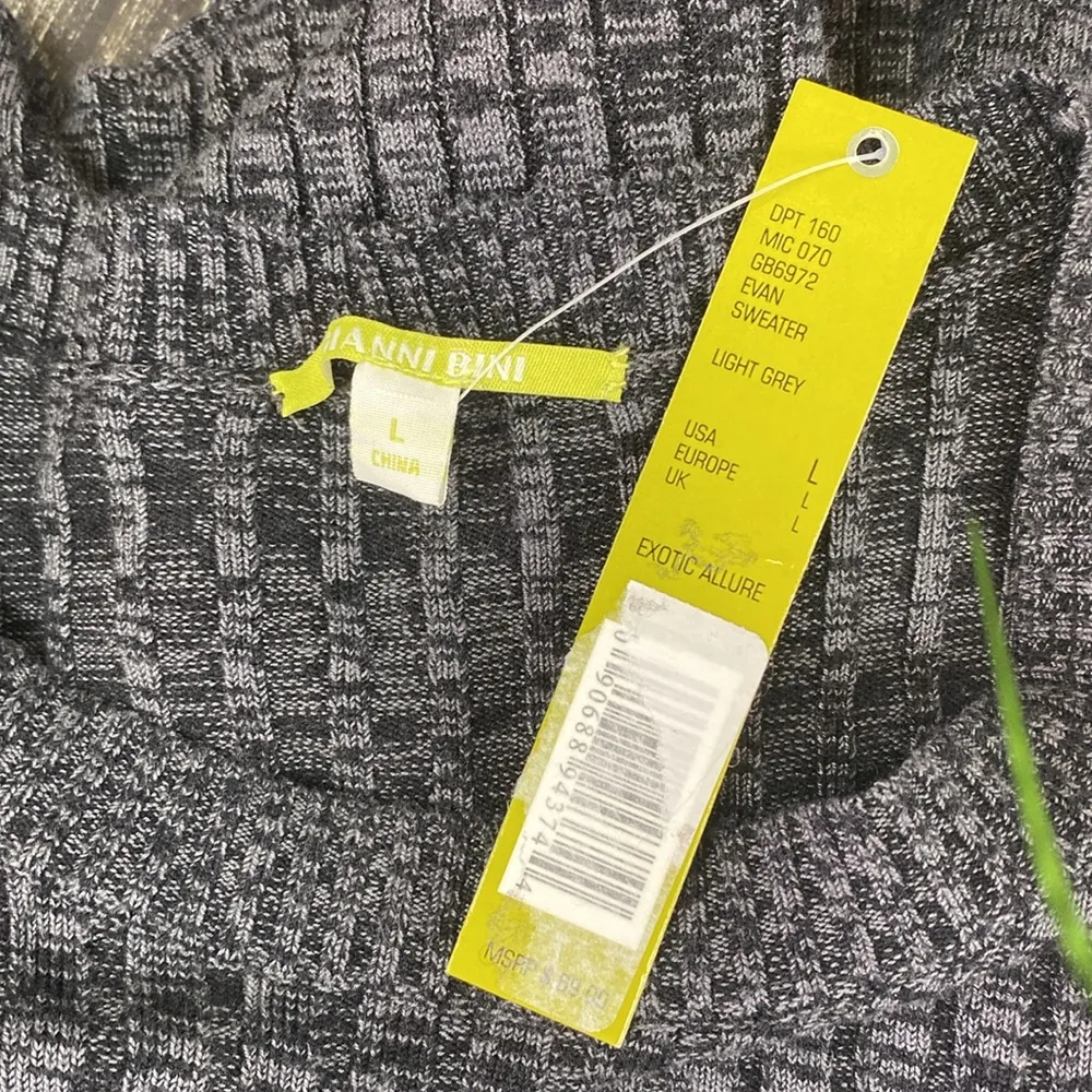 Gianni Bini Gray Knit Long Sleeve Crew Neck Sweater NEW L - Image 4