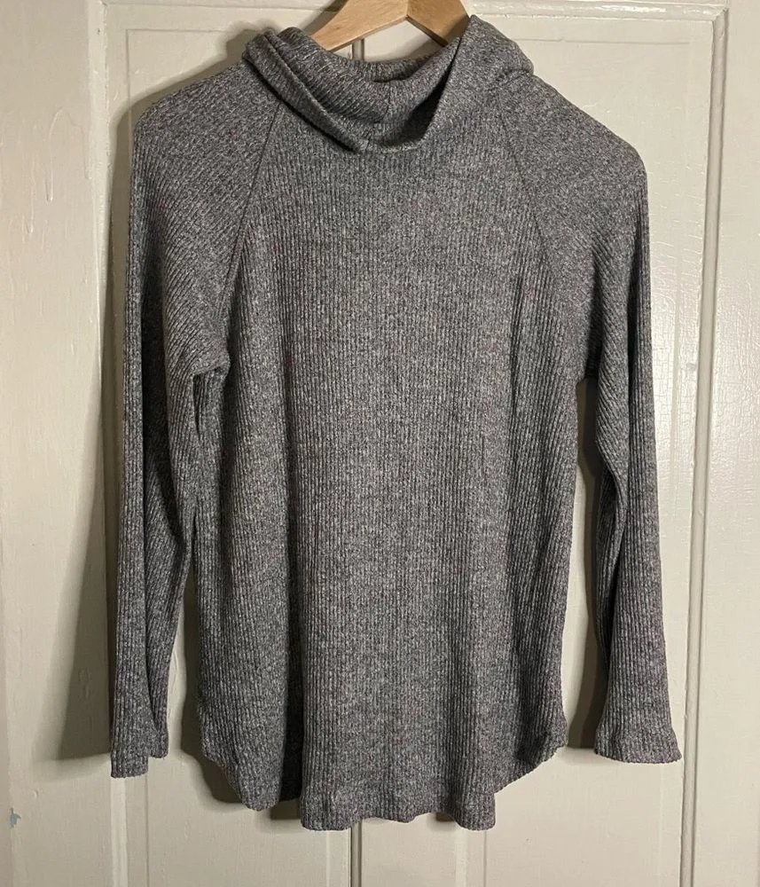 Maeve by Anthropologie Ribbed Charcoal Gray Cowl Neck Sweater Small - Image 2