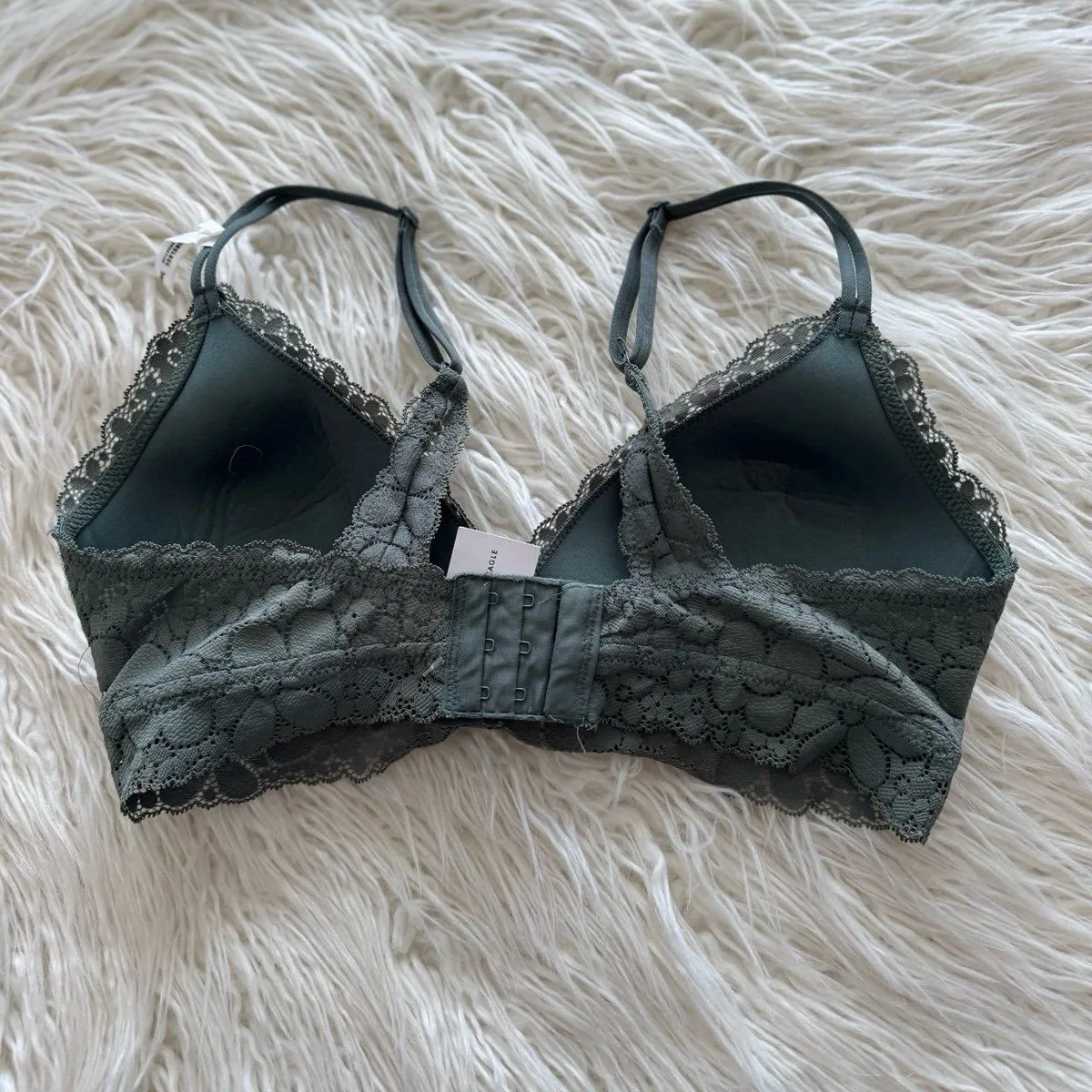 Aerie Real Happy Wireless Lightly Lined Candy Lace Bra Royal Palm Size 34C - Image 7