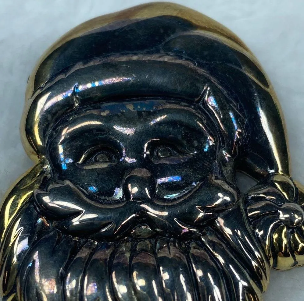 Christmas Santa Clause Jewelry Pin Brooch Pendant Silver Color Metal Holiday - Image 3