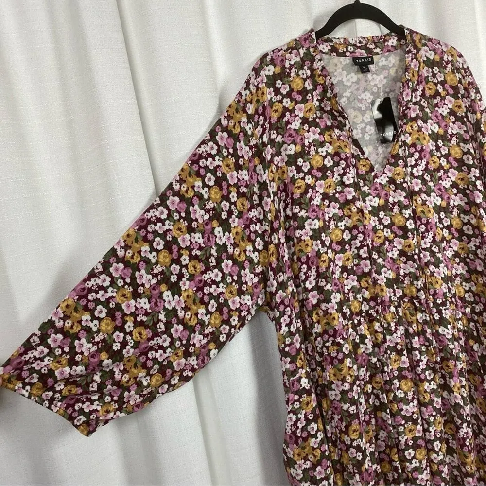 Torrid Purple Floral Stretch Challis Front Keyhole Dress Sz.4 NWT - Image 10