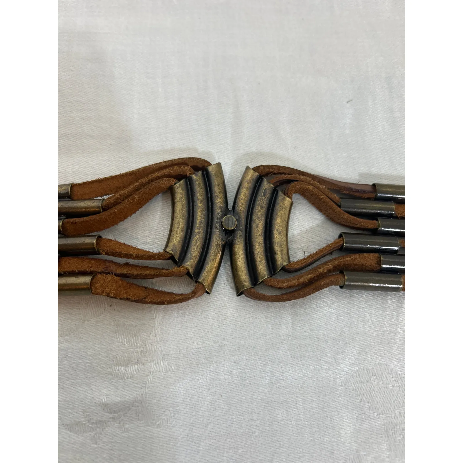 Lucky Penny Belt Small Brown Leather Western Boho Brass Tone Anthropologie - Image 8