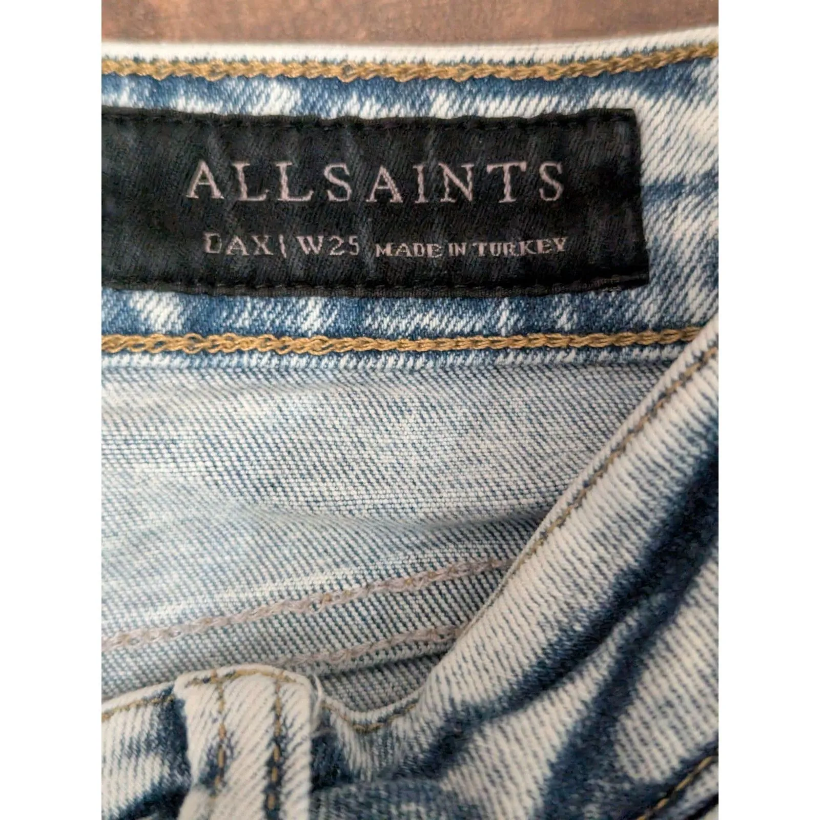 AllSaints Dax Acid Wash Skinny Jeans, W25 Blue Size 25 - Image 2