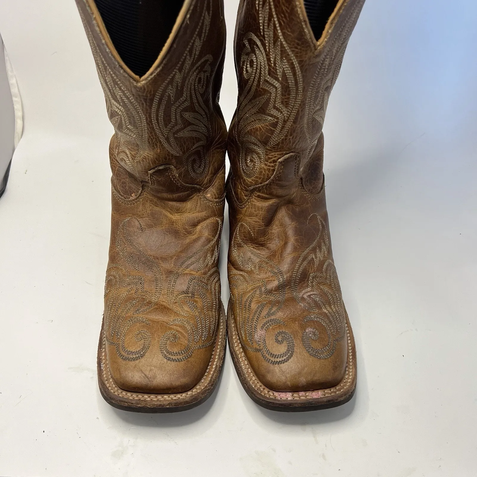 Justin Womens Sz 6.5 B Bent Rail Llano Stitched Leather Square Toe Western Boots - Image 4