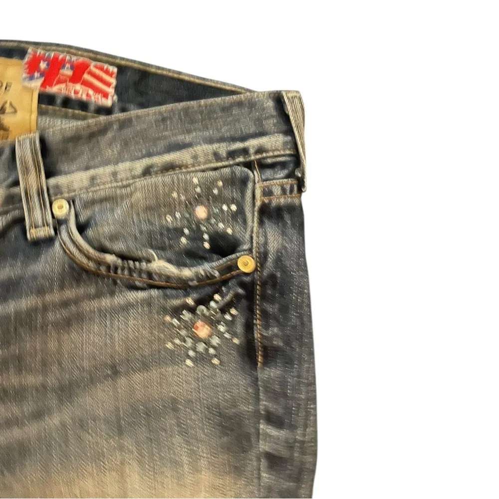 7 FOR ALL MANKIND MADE X THE GREAT CHINA WALL BLUE FLARE WIDE LEG JEANS BOOTCUT Black Size 32 - Image 13