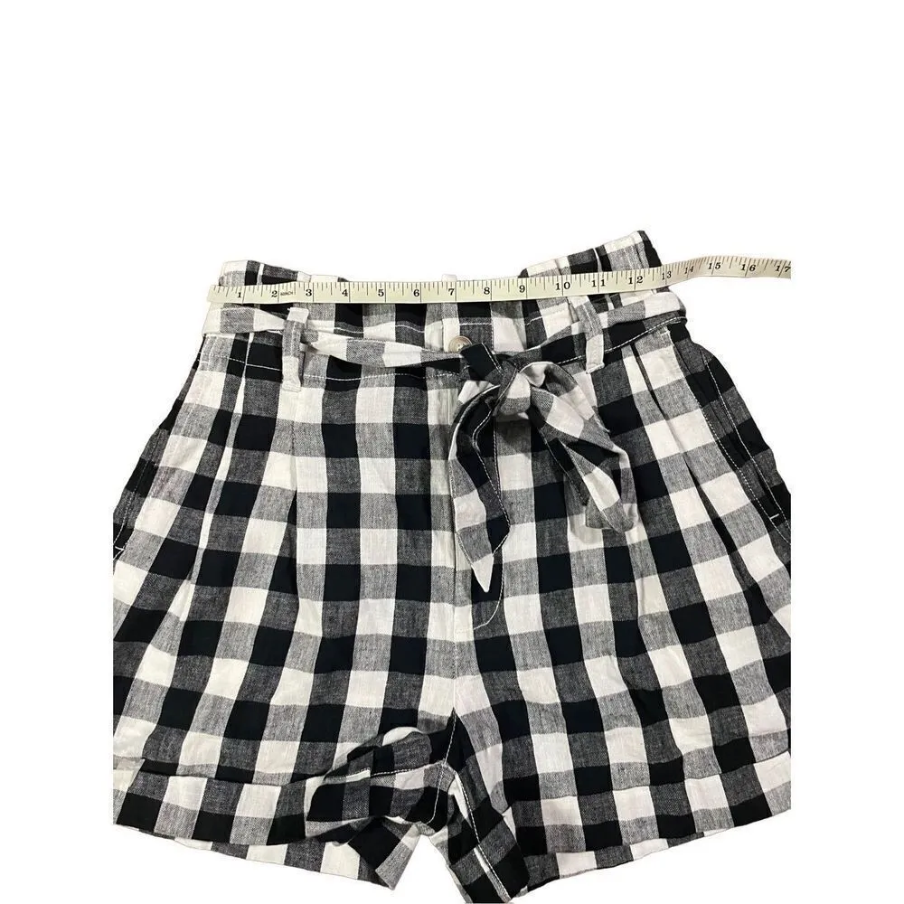 Madewell Linen-Cotton Paperbag Shorts in Gingham Check NEW size 4 - Image 7