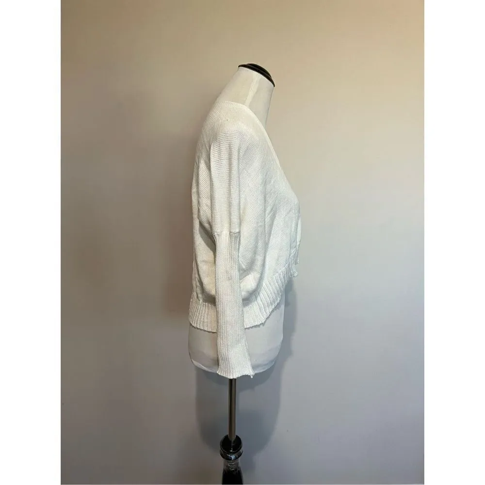 Pico Vela women Knit top crop sweater Bamboo cotton lightweight Size M White Size M - Image 5