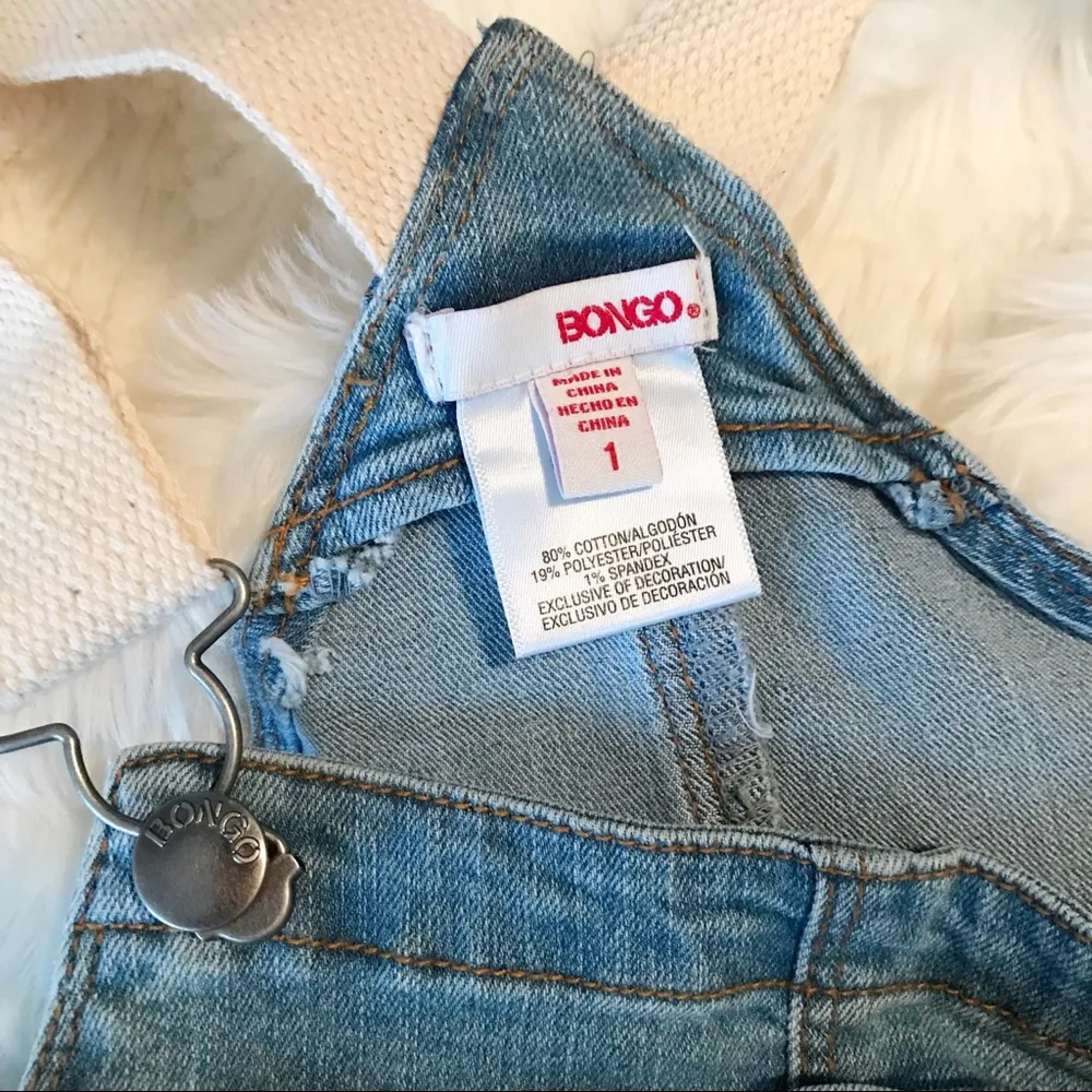 Bongo Distressed stretch denim jean shorts Shortalls Short overalls juniors 1 S - Image 6