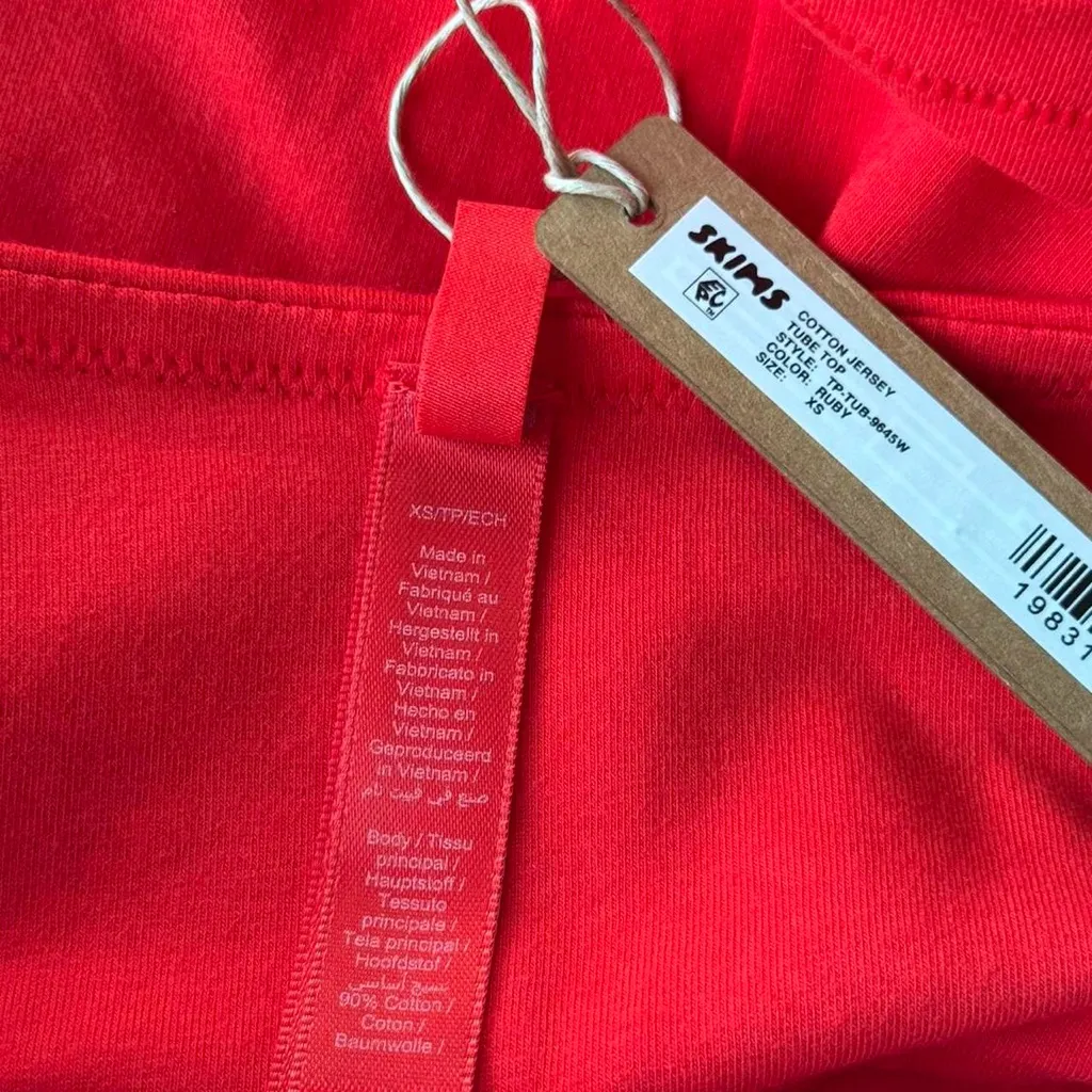 Skims Cotton Jersey Tube Top in Ruby, size XS - Image 5