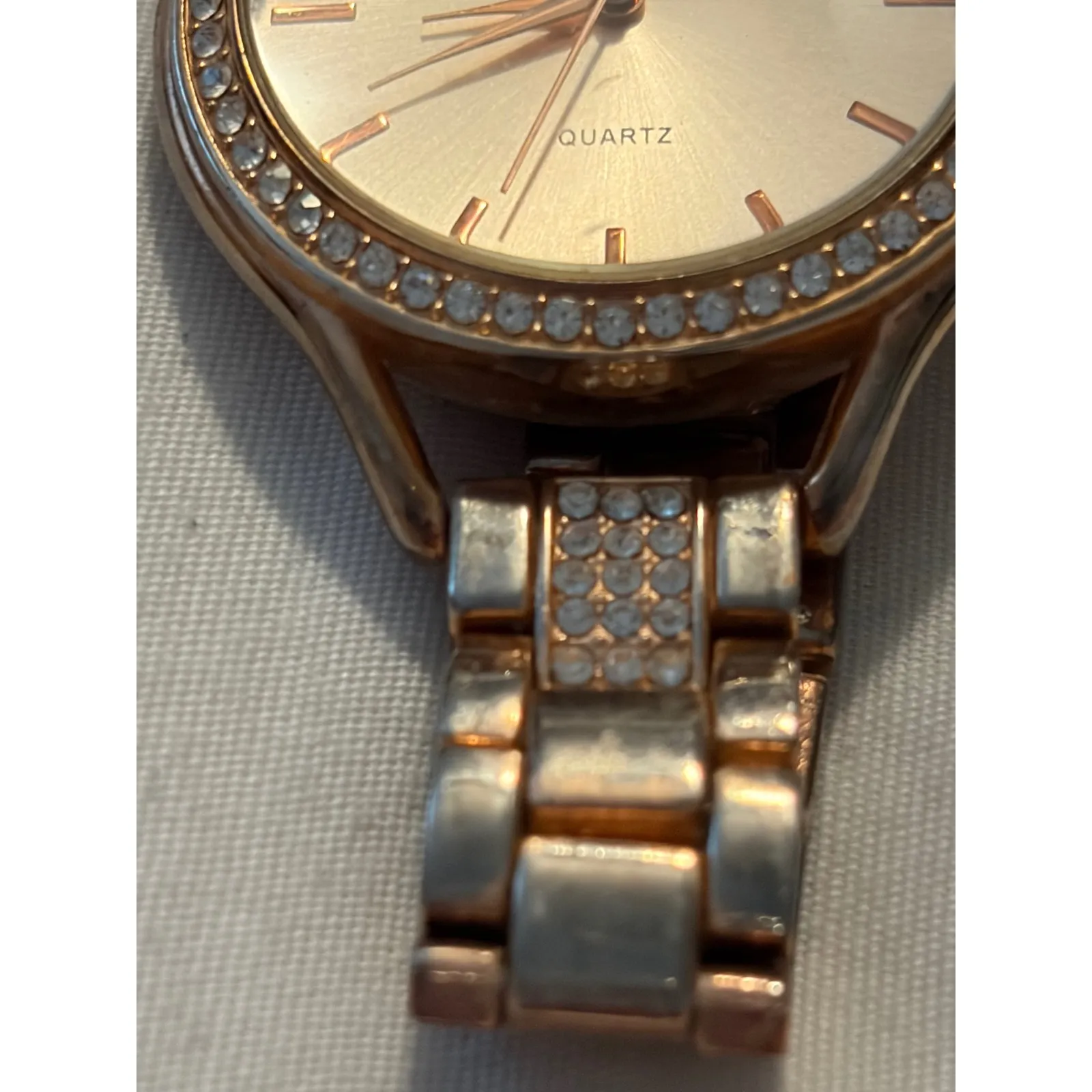 Rose Gold Rhinestone Bezel Watch Elegant Womens Analog Fashion Jewelry - Image 7