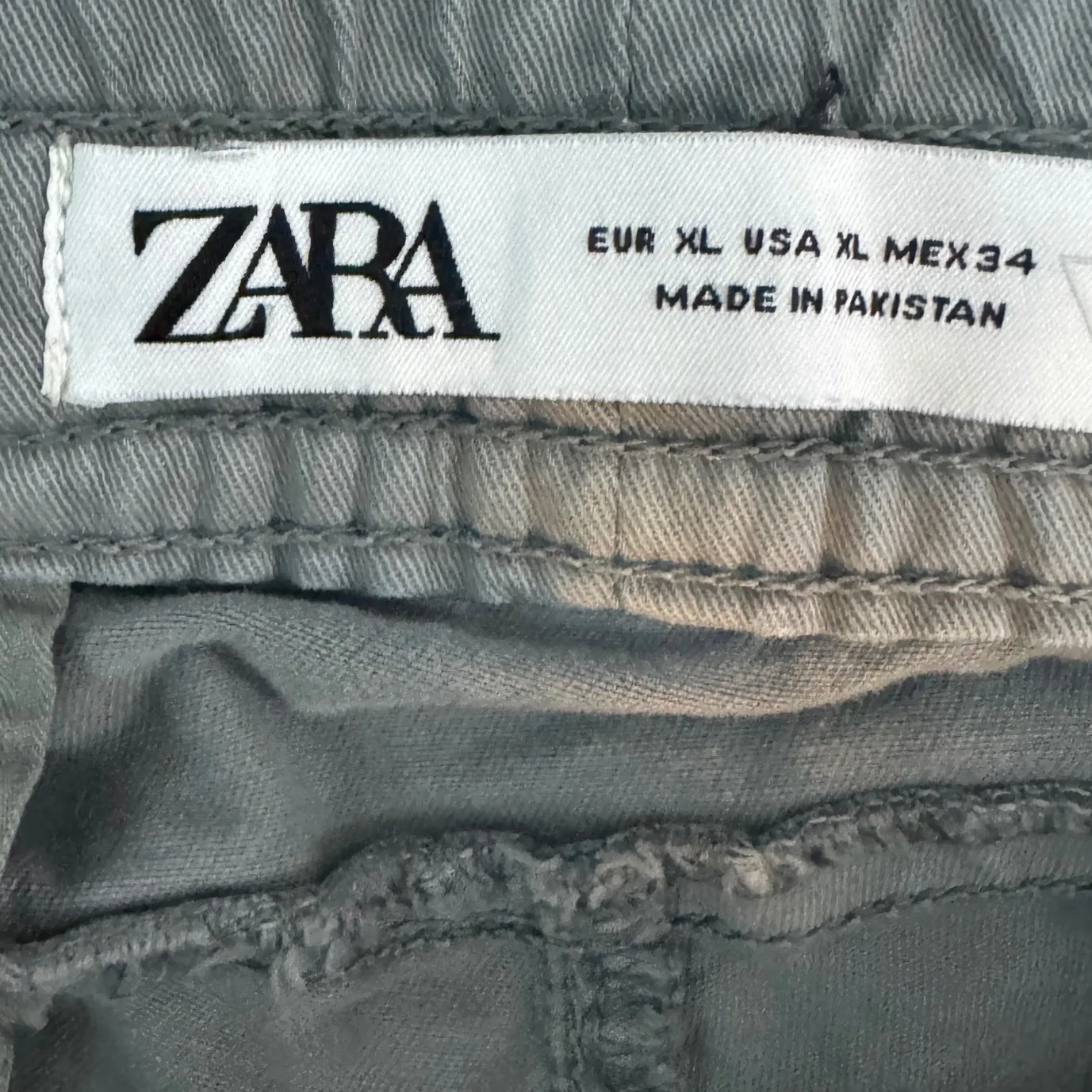 Zara Denimwear Jogger Pants Size XL‎ Gray Green  Elastic Waist Casual - Image 3
