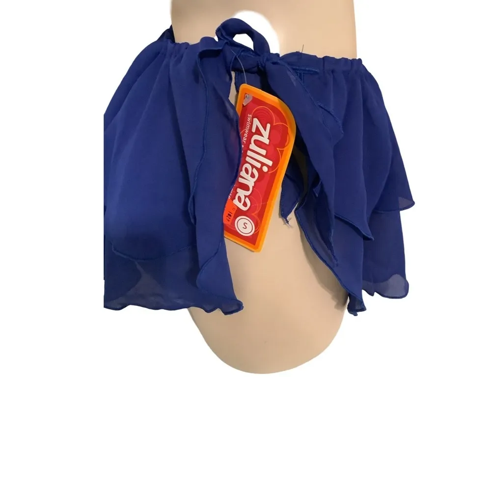 Zuliana blue double ruffle tie skirt size small Made in USA New - Image 2