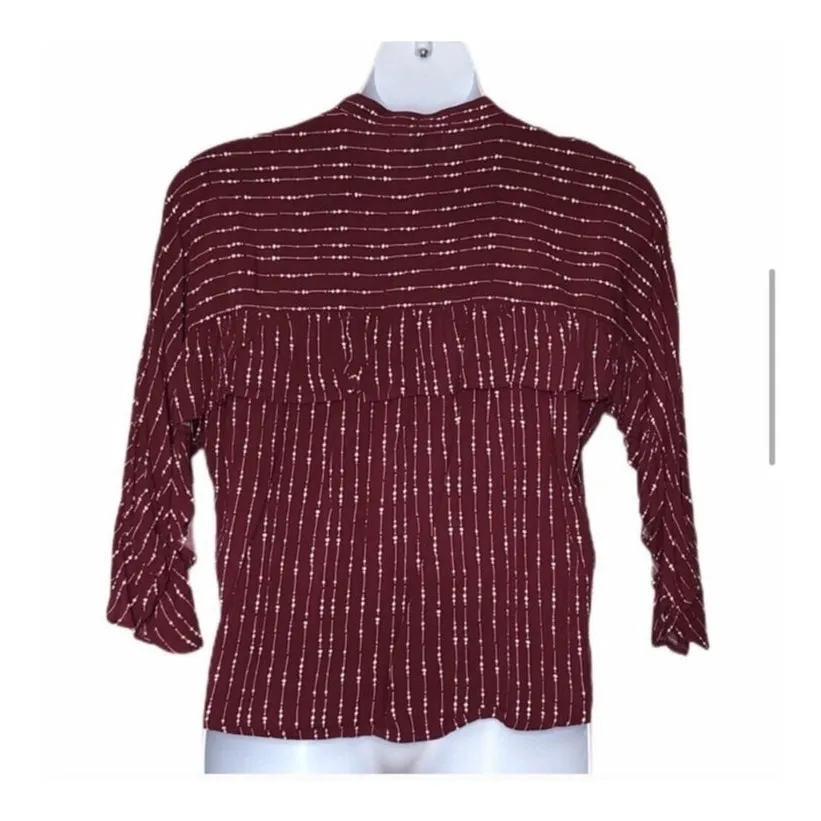 NWT Velvet Heart Mandy Blouse – Boho Ruffle Sleeve | Size M | Burgundy Red - Image 6