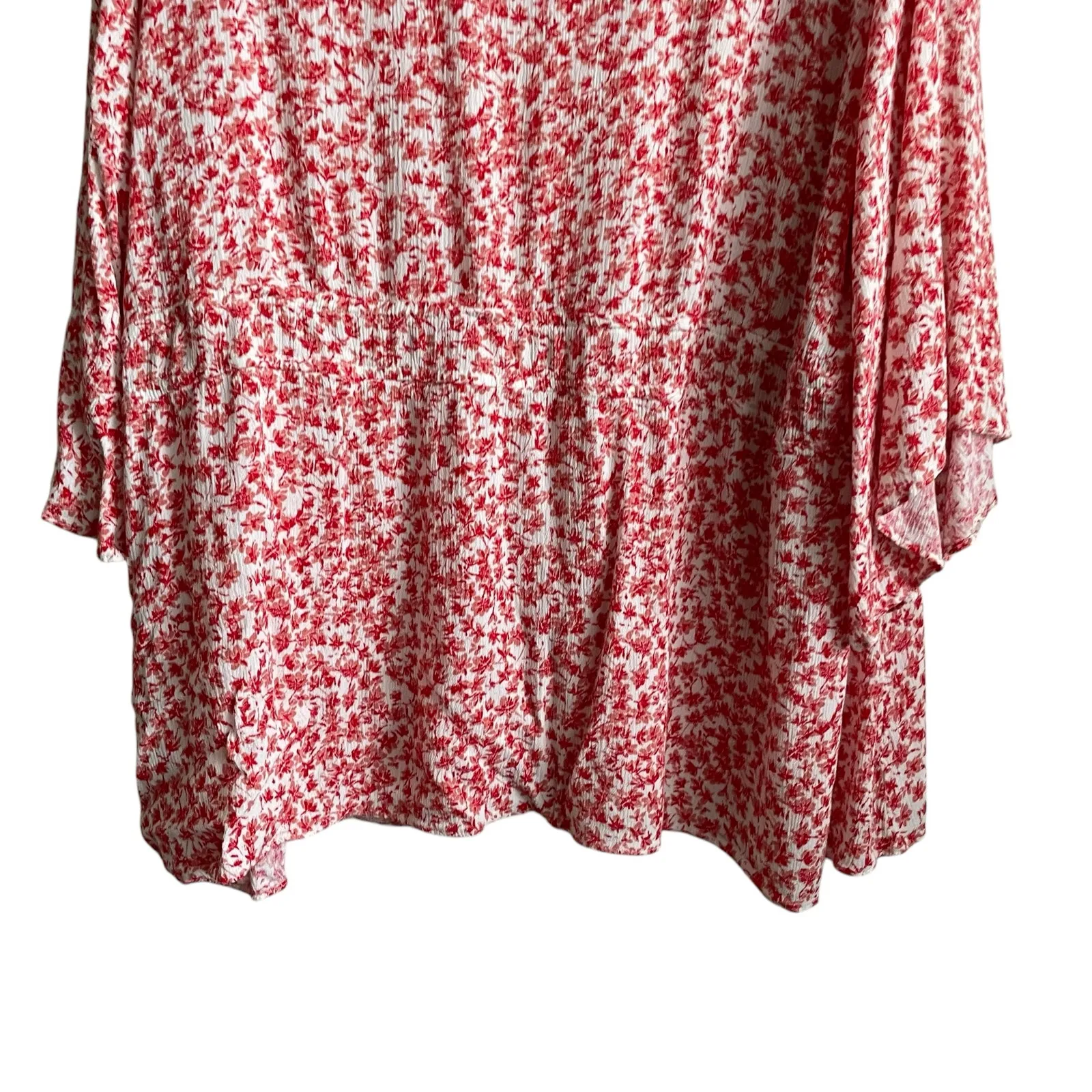 Lane Bryant Women Top 22 Coral Ditsy Floral‎ Babydoll Cottagecore Boho Fairy - Image 4