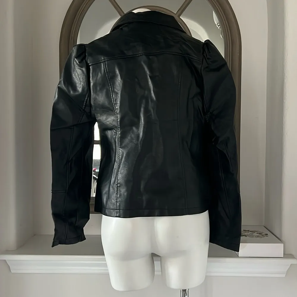 NEW LOOK Bomber Faux Leather Jacket in Black, Size L New w/Tag - Image 3