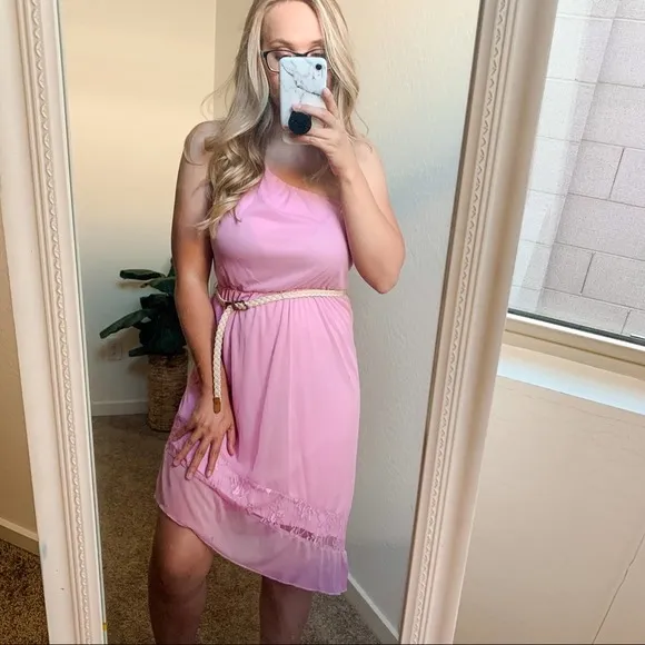 Charlotte Russe Dress One Shoulder Light Purple Asymmetrical S - Image 4